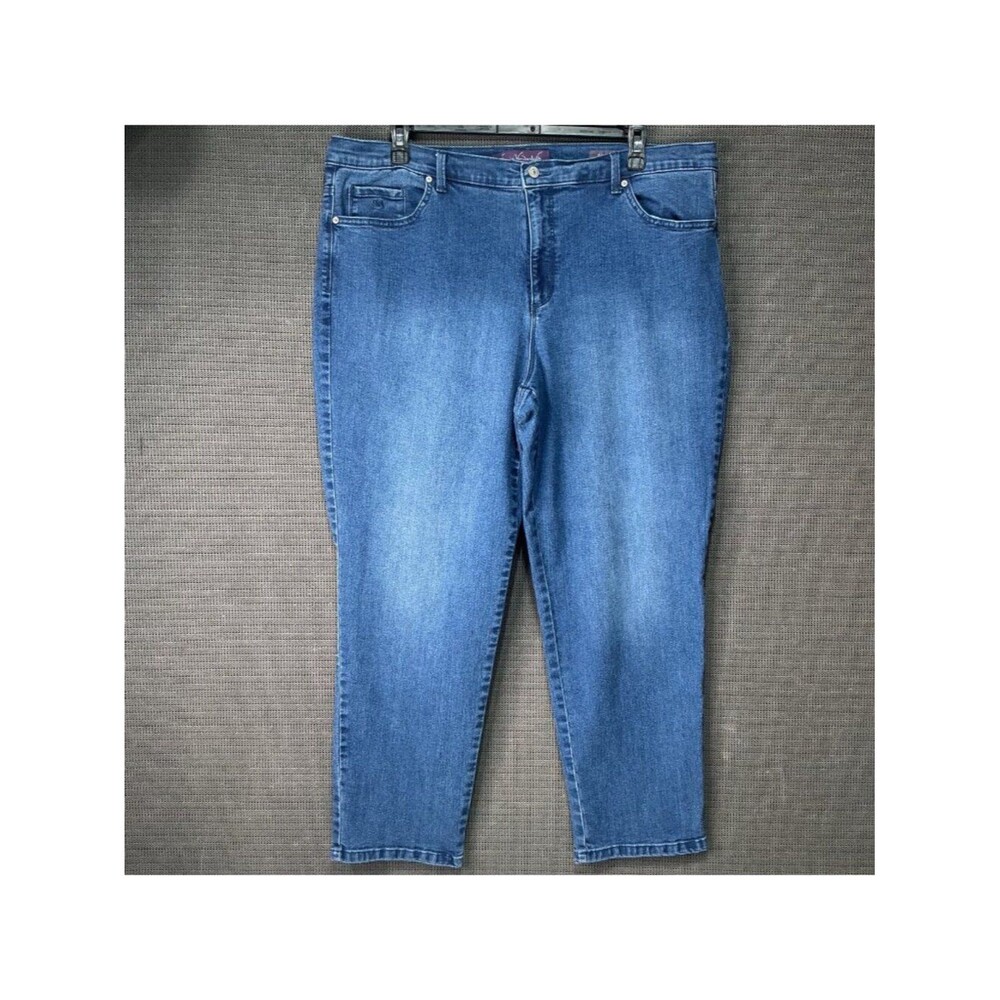 Gloria Vanderbilt Amanda Plus Size 20W Tapered Leg Stretch Denim Jeans Blue